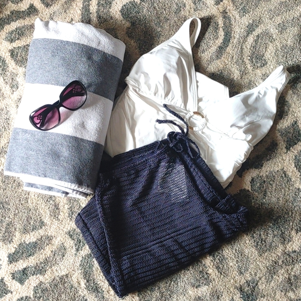 Jordan Taylor Mesh Swim Pant Cover Up Womens Large Navy NWT